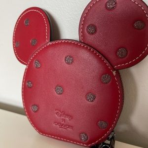 DISNEY x COACH Minnie Mouse Coin Purse In Red